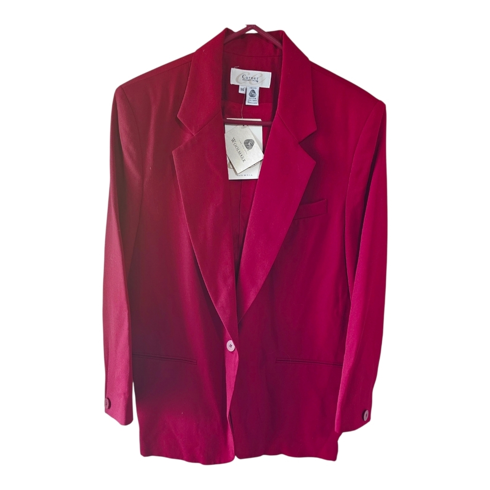 NWT Vintage Career Essentials 100% Virgin Wool Red Blazer Size 14 2 For $ 50